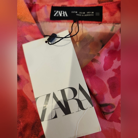 Zara Pink Floral Button-Up Blouse - Picture 6 of 7